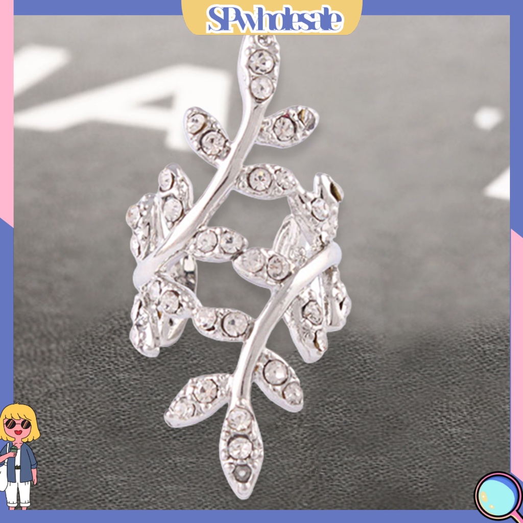 {SPwholesale} Khuyên tai hình chiếc lá đính đá phong cách cá tính dành cho nữ