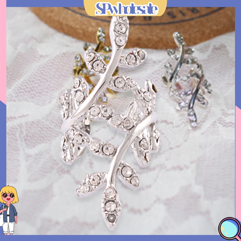 {SPwholesale} Khuyên tai hình chiếc lá đính đá phong cách cá tính dành cho nữ