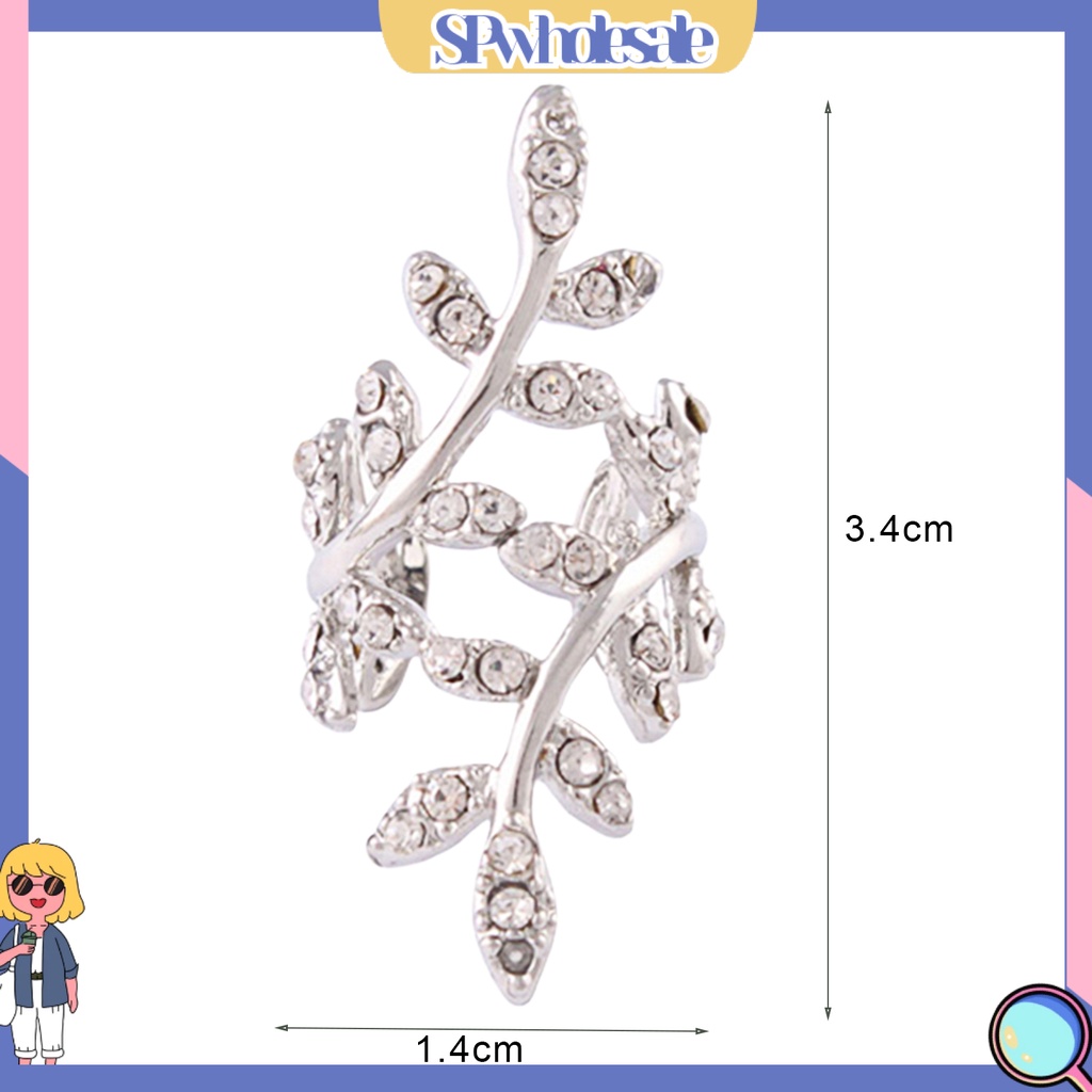 {SPwholesale} Khuyên tai hình chiếc lá đính đá phong cách cá tính dành cho nữ