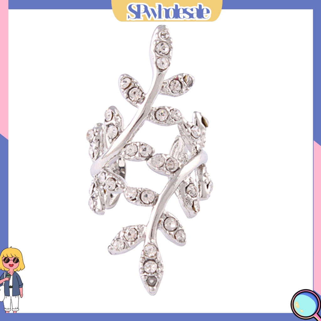 {SPwholesale} Khuyên tai hình chiếc lá đính đá phong cách cá tính dành cho nữ