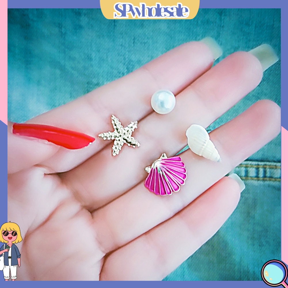 {SPwholesale} Set 4 bông tai nữ hình vỏ sò/ ngọc trai dễ thương
