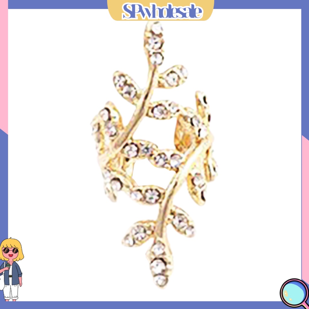 {SPwholesale} Khuyên tai hình chiếc lá đính đá phong cách cá tính dành cho nữ