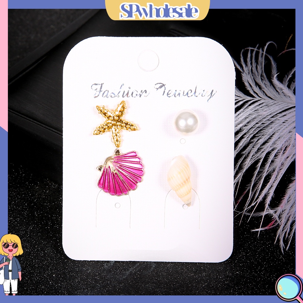 {SPwholesale} Set 4 bông tai nữ hình vỏ sò/ ngọc trai dễ thương