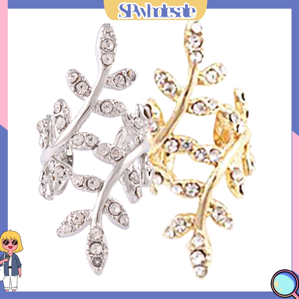 {SPwholesale} Khuyên tai hình chiếc lá đính đá phong cách cá tính dành cho nữ