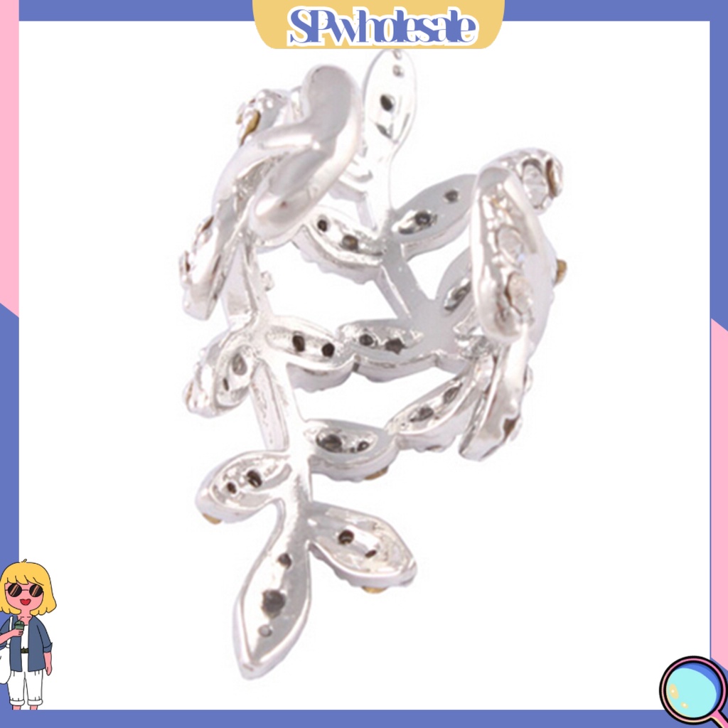 {SPwholesale} Khuyên tai hình chiếc lá đính đá phong cách cá tính dành cho nữ