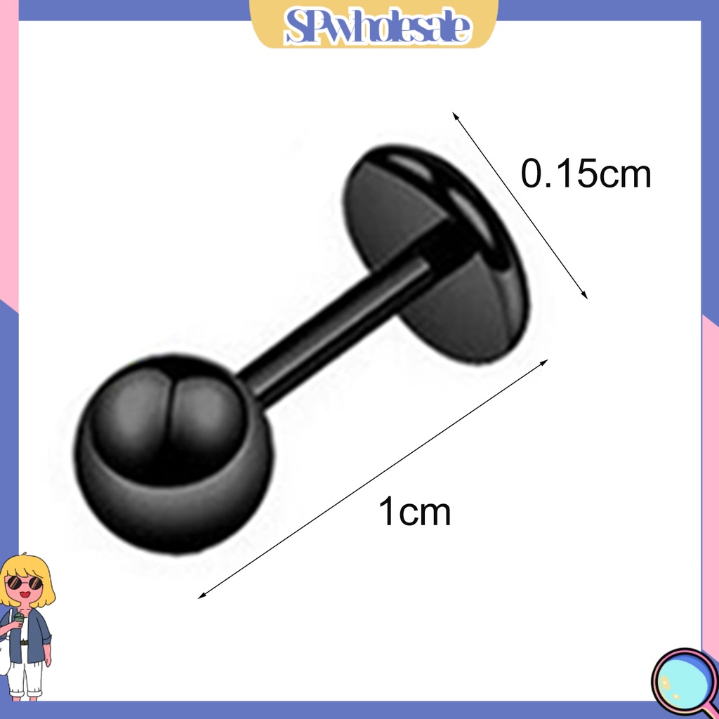 {SPwholesale} Đôi khuyên tai đầu bi tròn bằng inox nhiều màu lựa chọn thời trang dành cho nữ