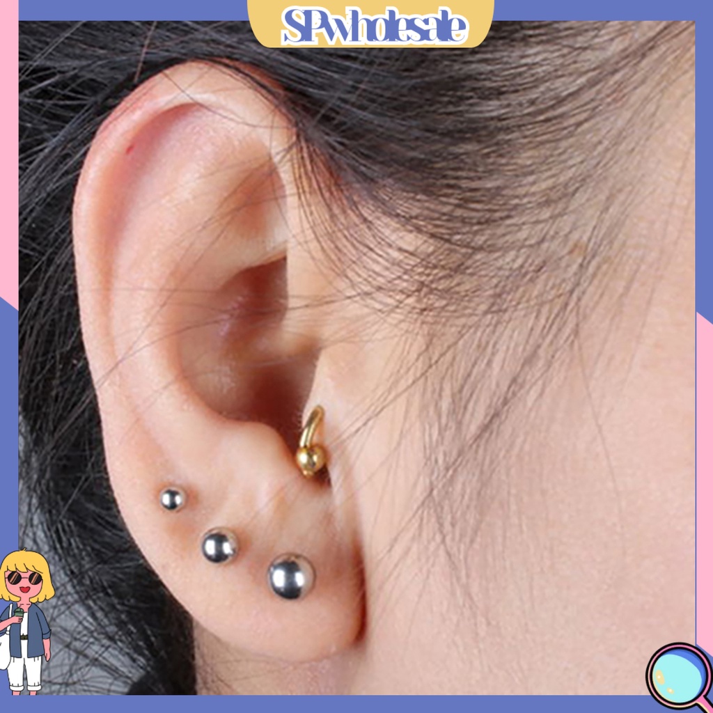 {SPwholesale} Đôi khuyên tai đầu bi tròn bằng inox nhiều màu lựa chọn thời trang dành cho nữ