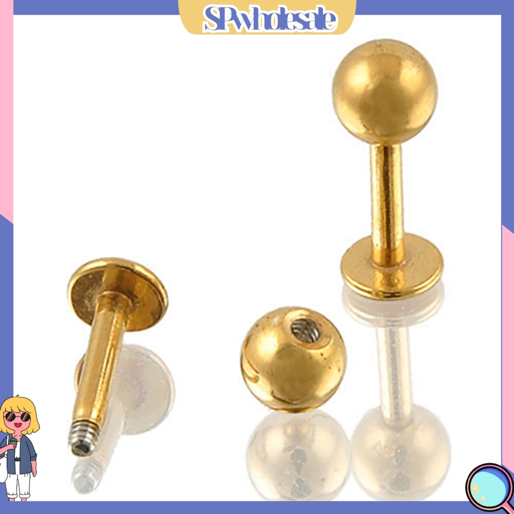 {SPwholesale} Đôi khuyên tai đầu bi tròn bằng inox nhiều màu lựa chọn thời trang dành cho nữ