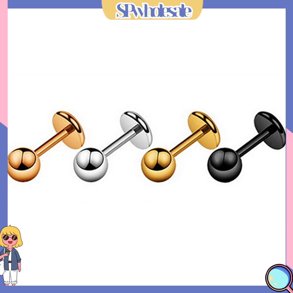 {SPwholesale} Đôi khuyên tai đầu bi tròn bằng inox nhiều màu lựa chọn thời trang dành cho nữ