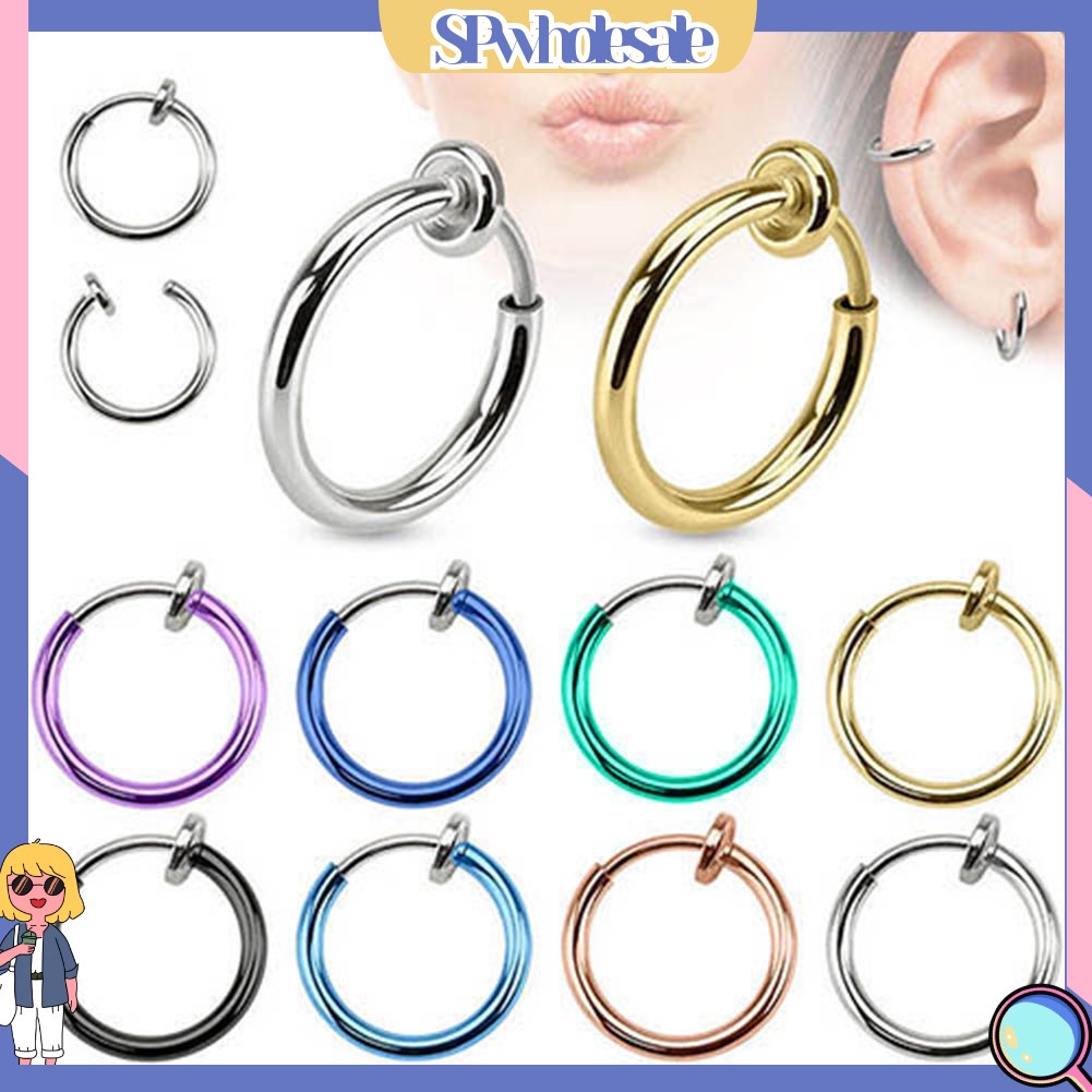 {SPwholesale} Set 2 khuyên mũi dạng kẹp thời trang Unisex