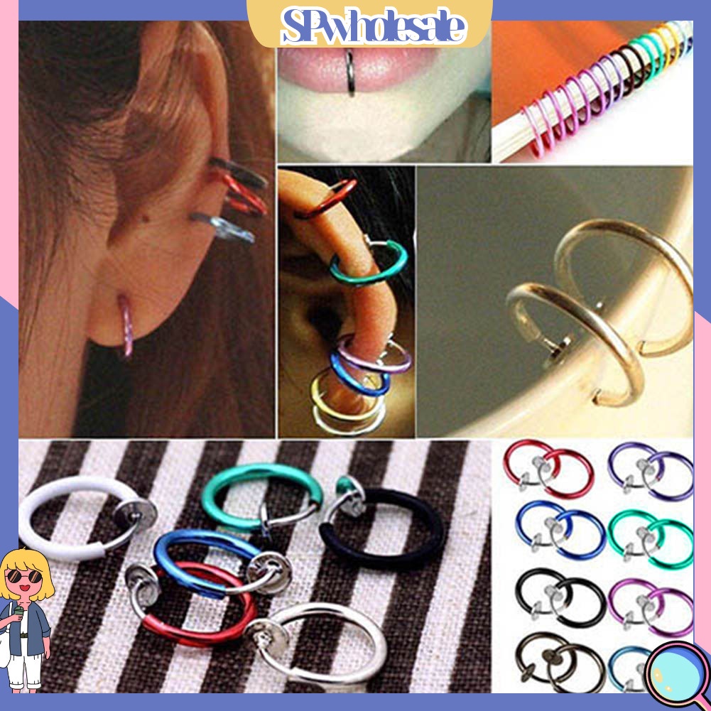 {SPwholesale} Set 2 khuyên mũi dạng kẹp thời trang Unisex