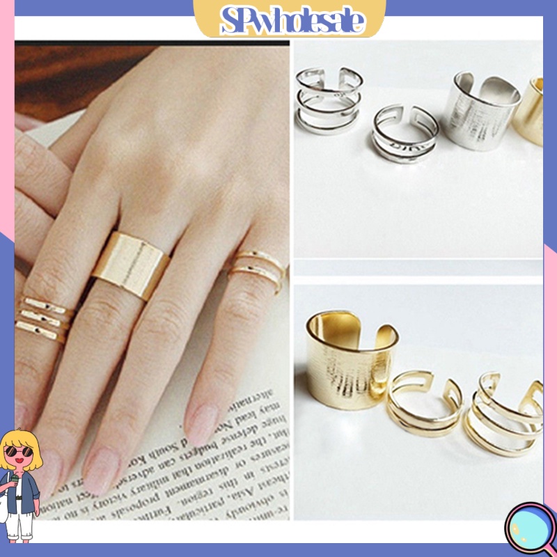 {SPwholesale} Set 3 nhẫn đeo ngón tay kiểu dáng thời trang cho nữ