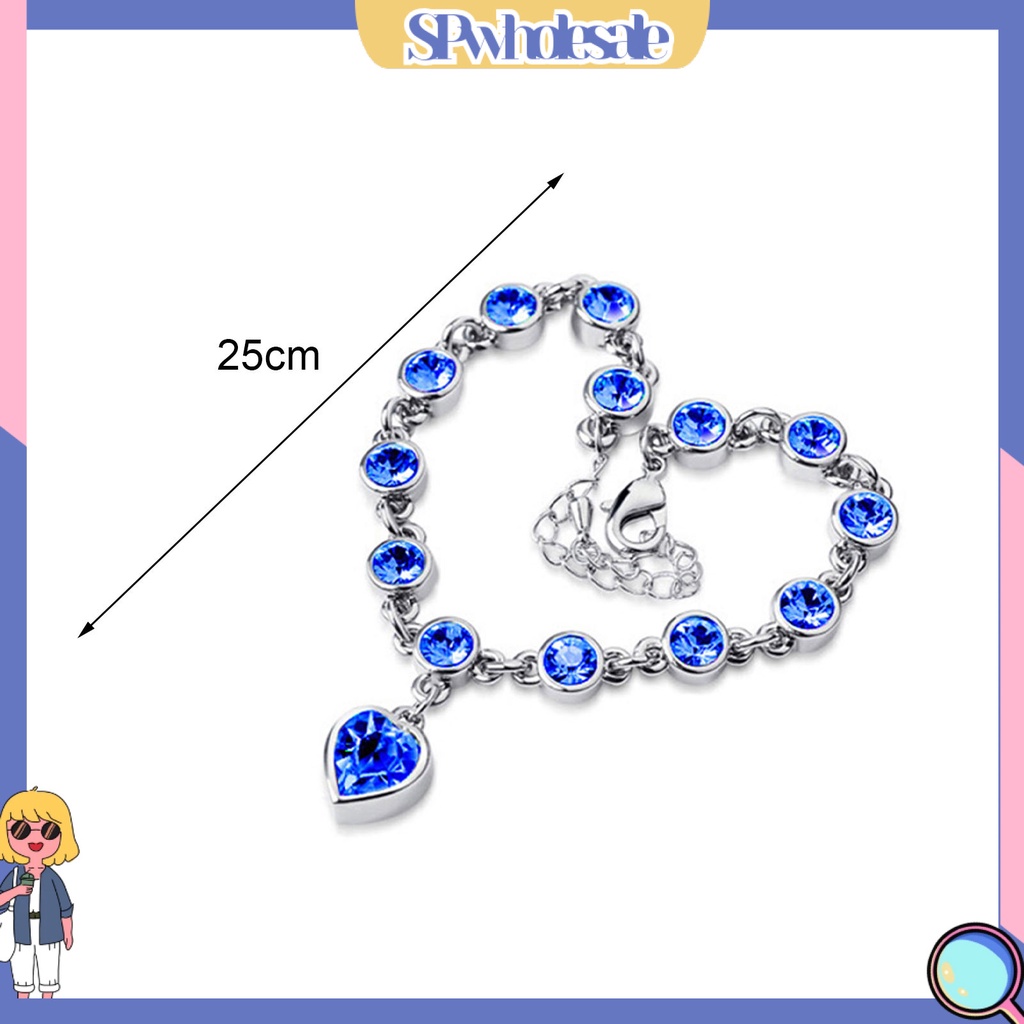 {SPwholesale} Vòng đeo tay đính đá hình trái tim xinh xắn dành cho nữ