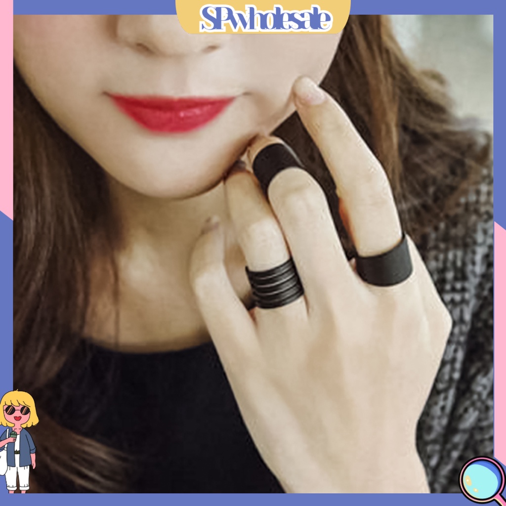 {SPwholesale} Set 3 nhẫn đeo tay màu đen thời trang cho nữ