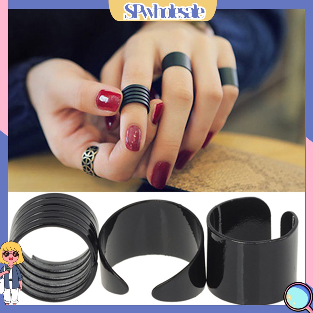 {SPwholesale} Set 3 nhẫn đeo tay màu đen thời trang cho nữ