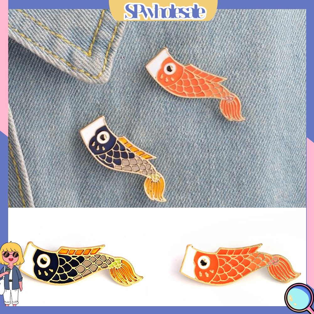{SPwholesale} Ghim cài trang trí áo tráng men tạo hình cá Koi phong cách Nhật Bản đáng yêu