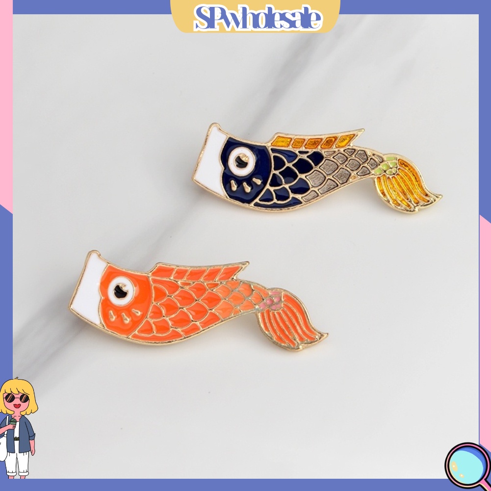 {SPwholesale} Ghim cài trang trí áo tráng men tạo hình cá Koi phong cách Nhật Bản đáng yêu
