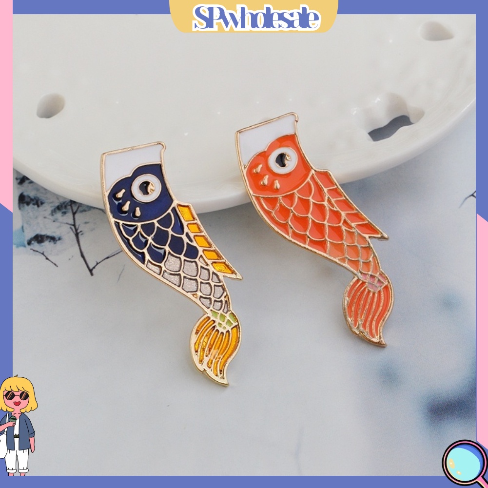 {SPwholesale} Ghim cài trang trí áo tráng men tạo hình cá Koi phong cách Nhật Bản đáng yêu