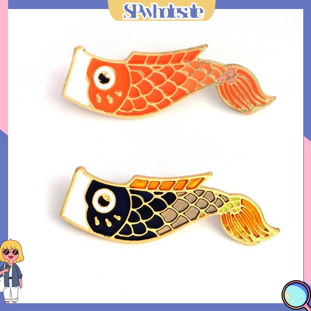 {SPwholesale} Ghim cài trang trí áo tráng men tạo hình cá Koi phong cách Nhật Bản đáng yêu