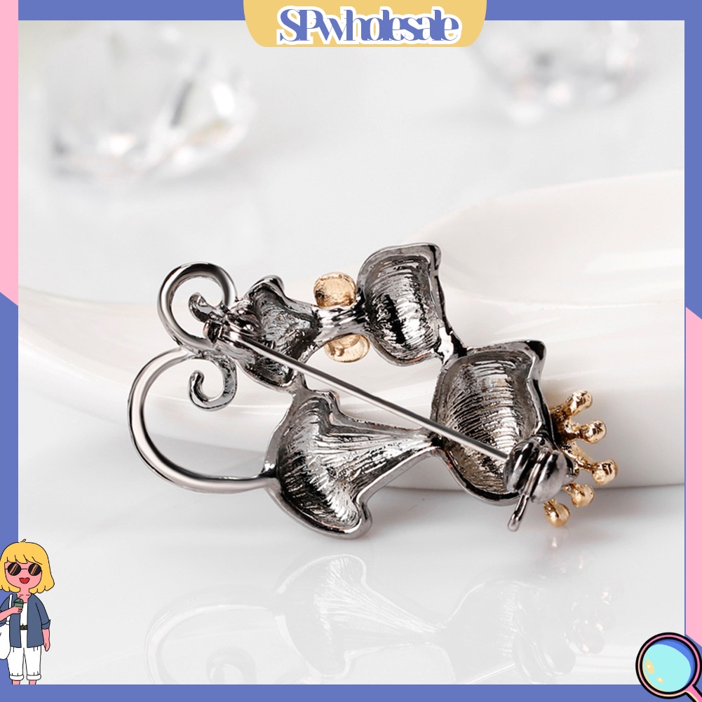 {SPwholesale} Ghim cài áo kim loại hình mèo đính đá dễ thương