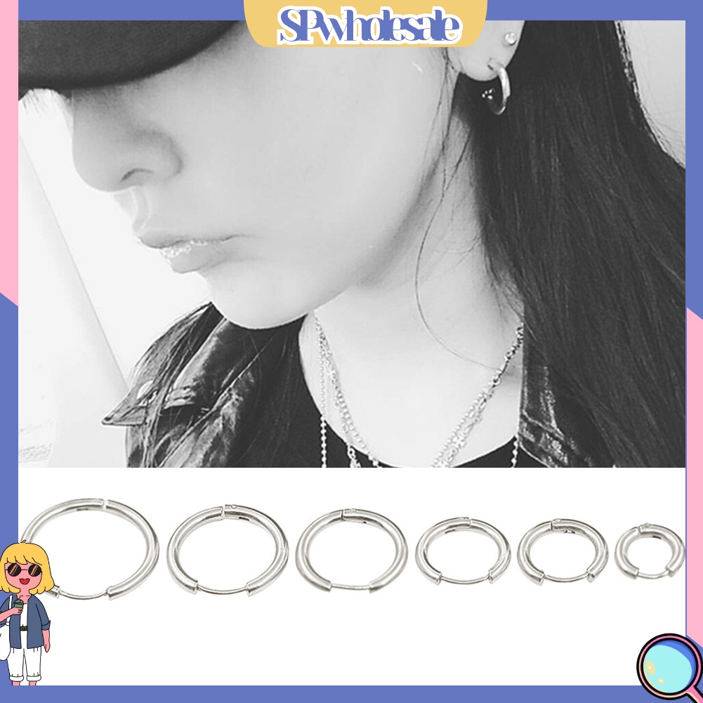 SPwholesale| Cặp khuyên tai tròn bằng thép không gỉ thời trang Unisex