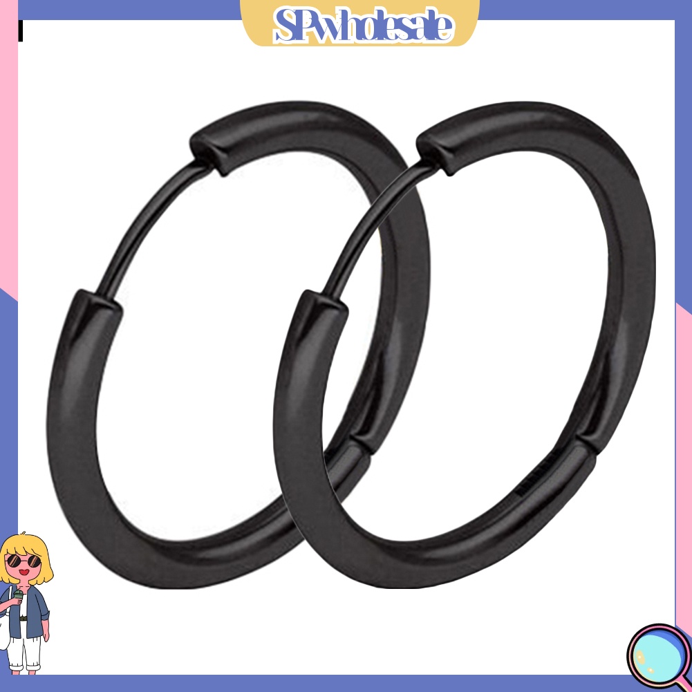 SPwholesale| Cặp khuyên tai tròn bằng thép không gỉ thời trang Unisex