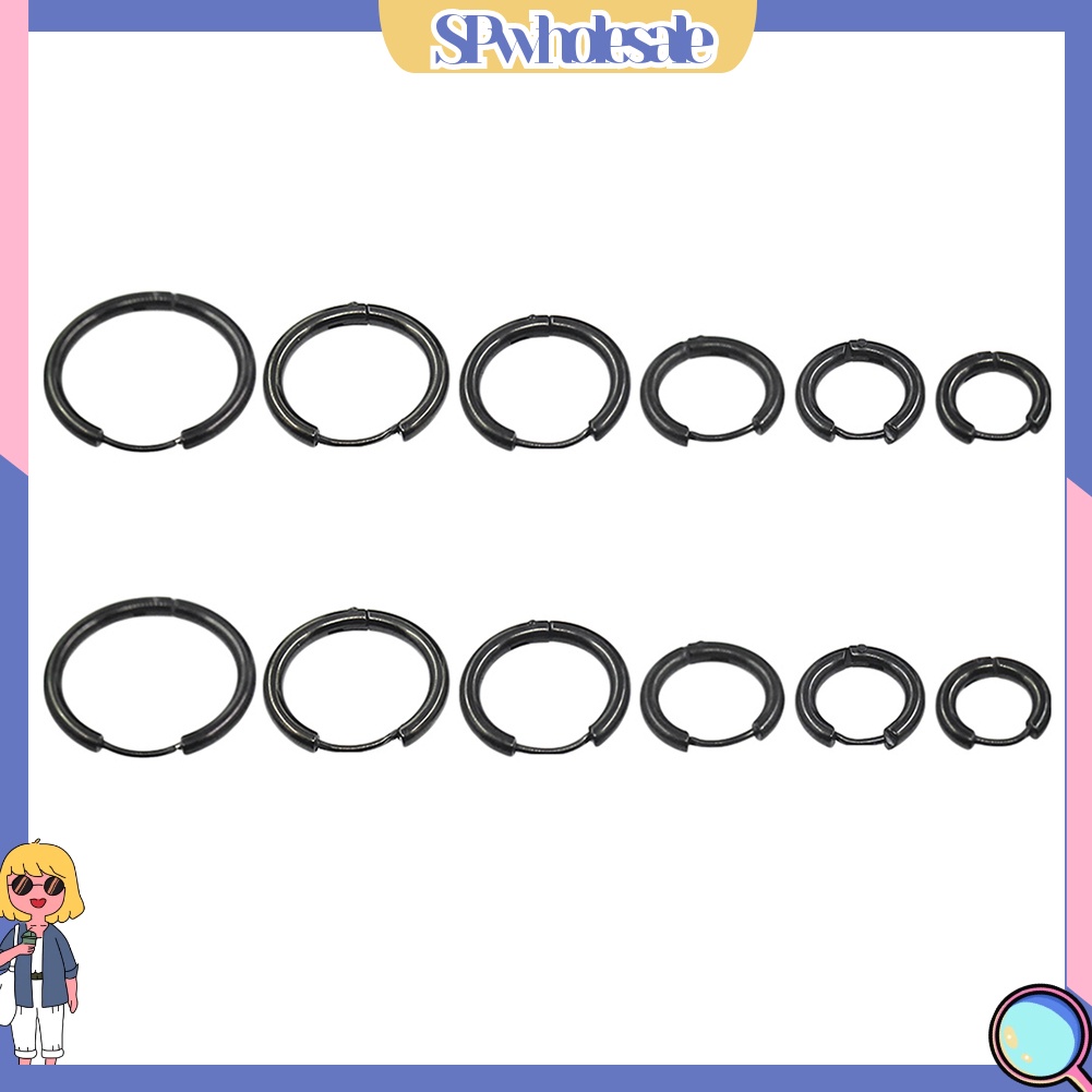 SPwholesale| Cặp khuyên tai tròn bằng thép không gỉ thời trang Unisex