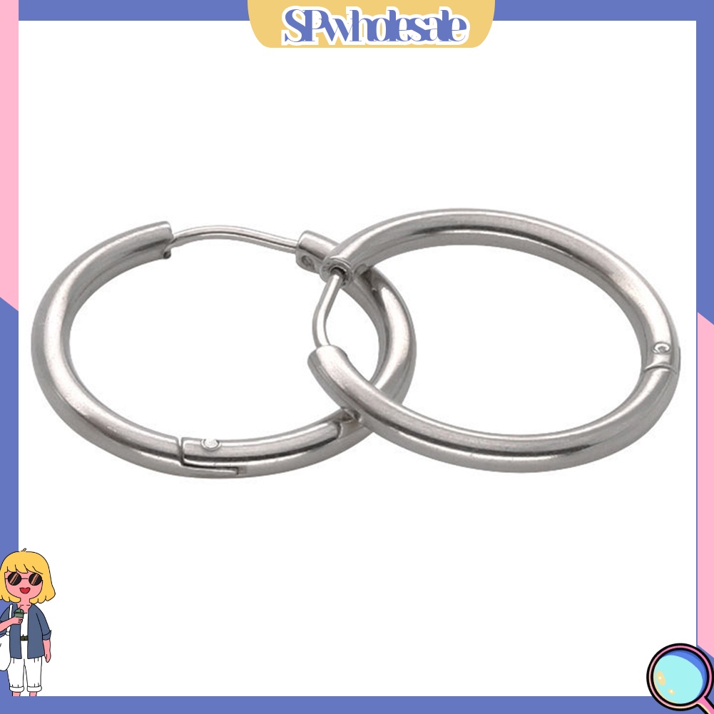 SPwholesale| Cặp khuyên tai tròn bằng thép không gỉ thời trang Unisex