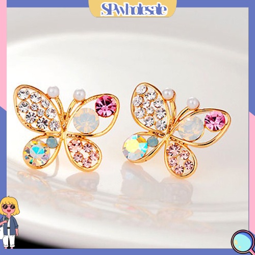 {SPwholesale} Khuyên tai hình bướm đính đá dễ thương thời trang cho nữ