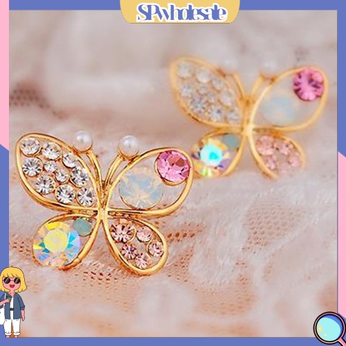 {SPwholesale} Khuyên tai hình bướm đính đá dễ thương thời trang cho nữ