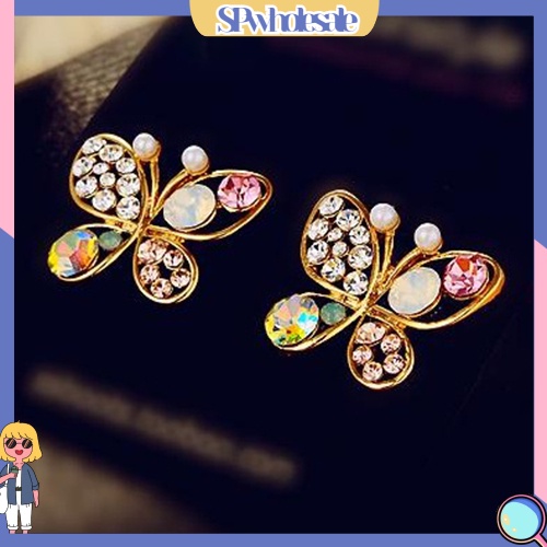 {SPwholesale} Khuyên tai hình bướm đính đá dễ thương thời trang cho nữ