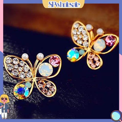 {SPwholesale} Khuyên tai hình bướm đính đá dễ thương thời trang cho nữ