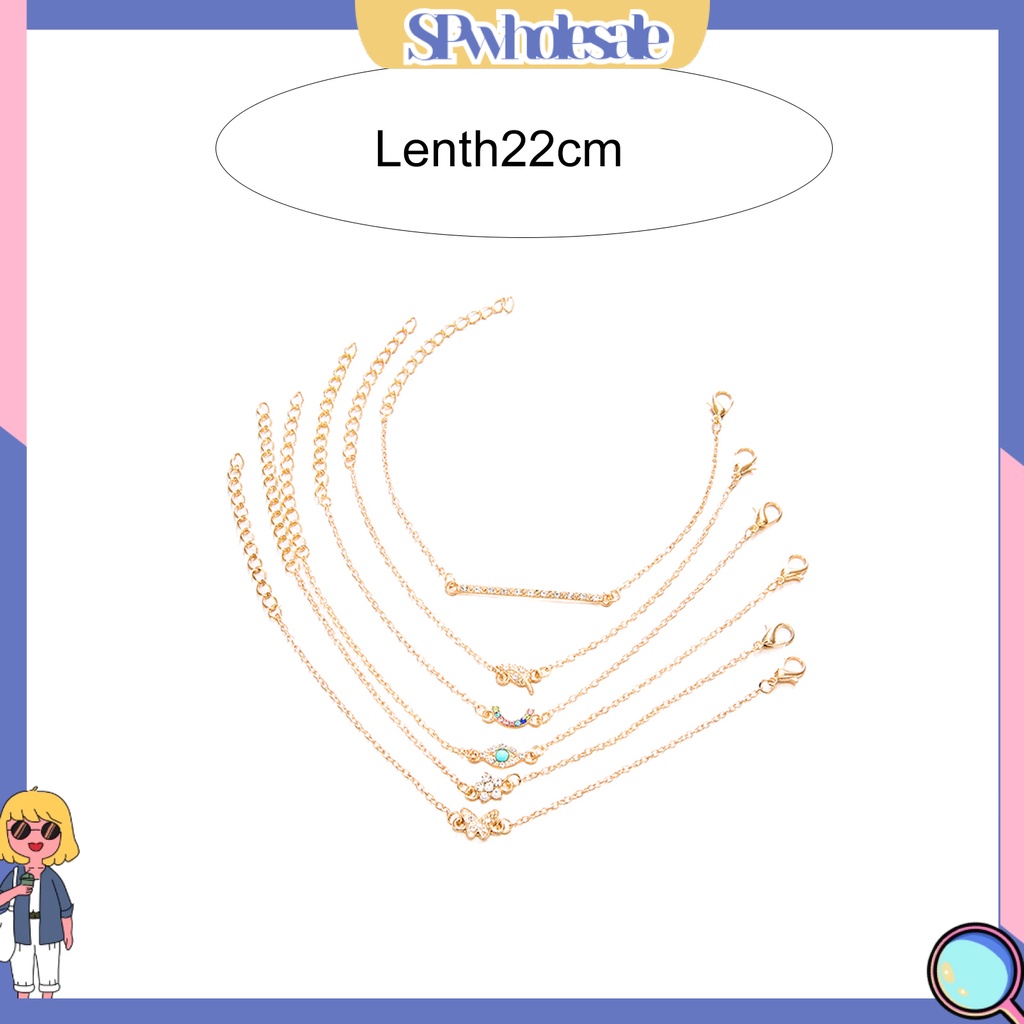 {SPwholesale} Set 6 vòng tay mặt hình con bướm, bông hoa đính đá thời trang cho nữ