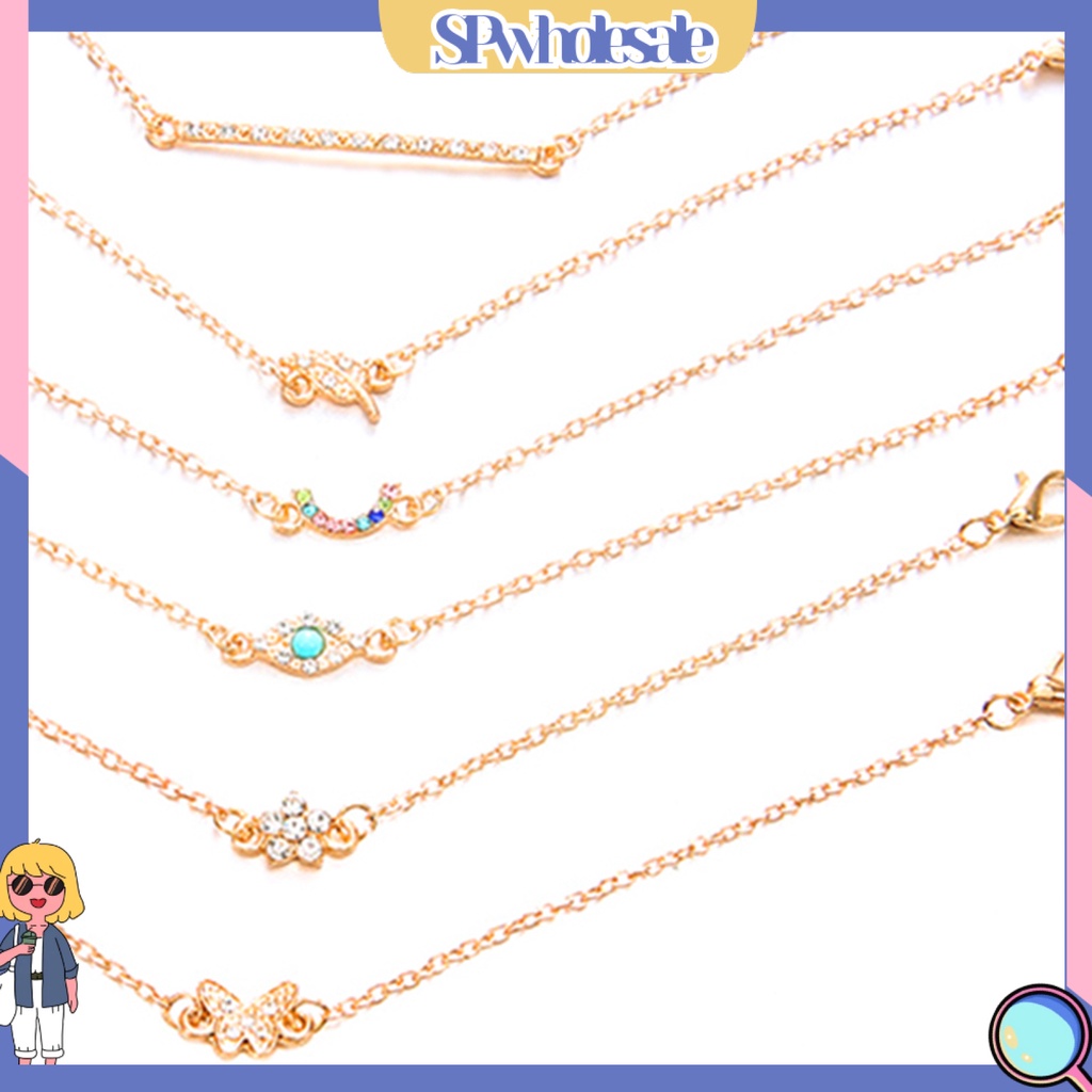 {SPwholesale} Set 6 vòng tay mặt hình con bướm, bông hoa đính đá thời trang cho nữ