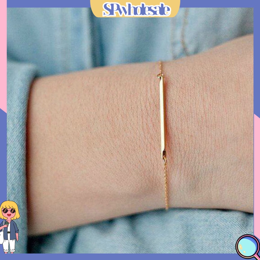 {SPwholesale} Vòng tay kim loại kiểu dáng đơn giản thời trang cho nữ