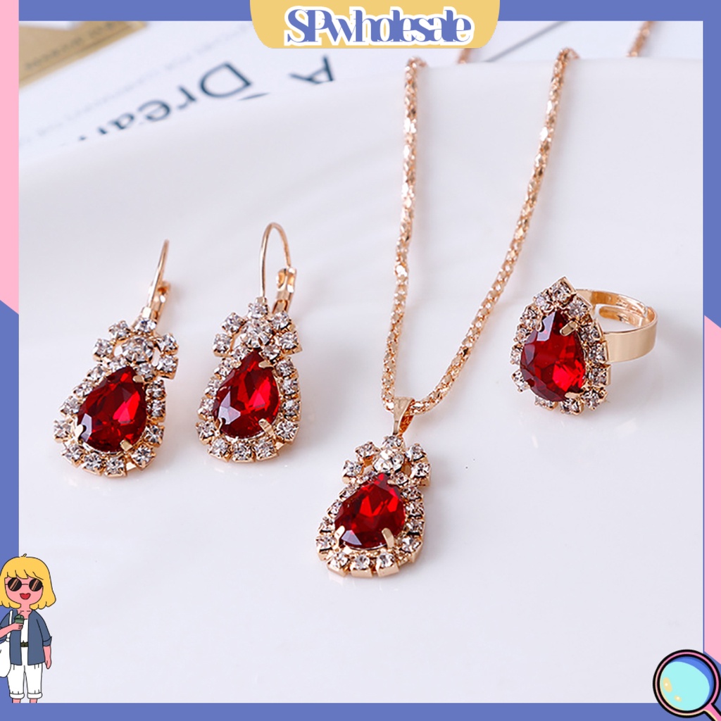 [SPwholesale] Bộ trang sức đính đá hình giọt nước thời trang thanh lịch cho nữ