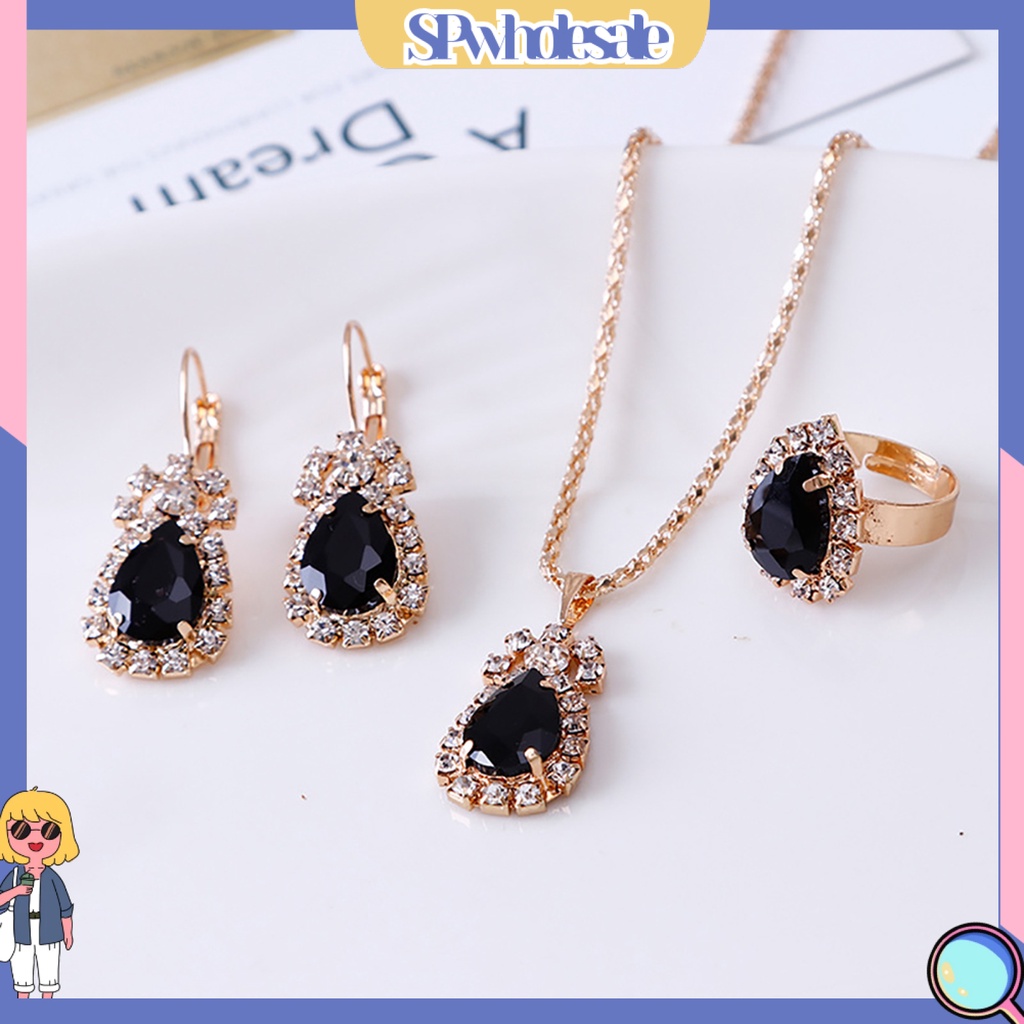 [SPwholesale] Bộ trang sức đính đá hình giọt nước thời trang thanh lịch cho nữ