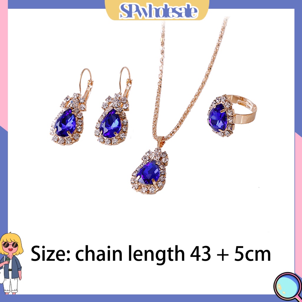 [SPwholesale] Bộ trang sức đính đá hình giọt nước thời trang thanh lịch cho nữ