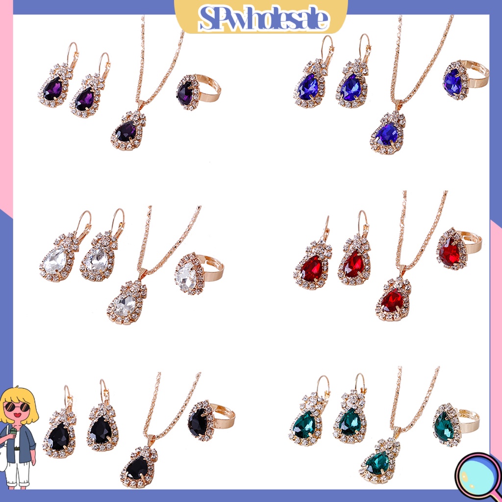[SPwholesale] Bộ trang sức đính đá hình giọt nước thời trang thanh lịch cho nữ