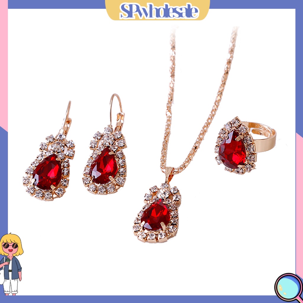 [SPwholesale] Bộ trang sức đính đá hình giọt nước thời trang thanh lịch cho nữ