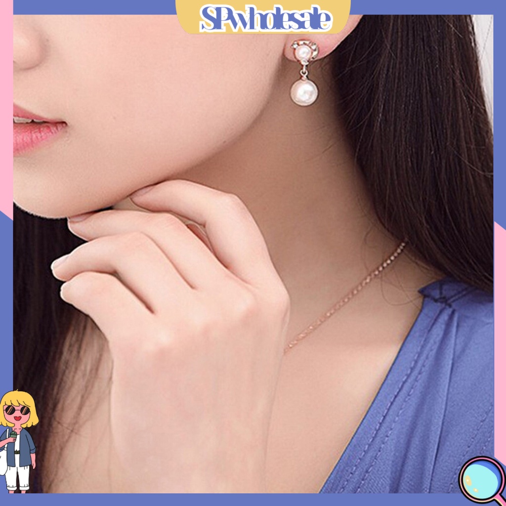 {SPwholesale} Khuyên tai đính đá và ngọc trai nhân tạo thanh lịch dành cho nữ