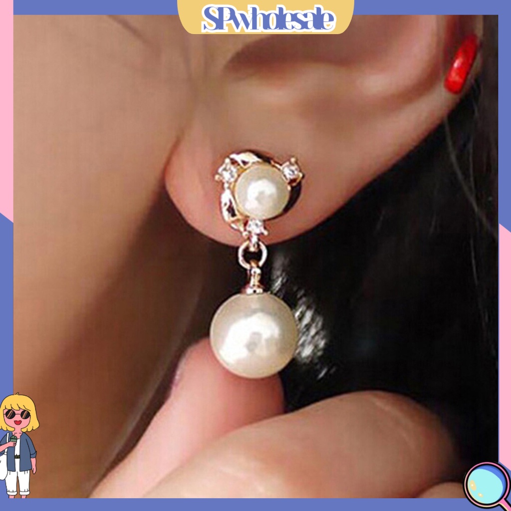 {SPwholesale} Khuyên tai đính đá và ngọc trai nhân tạo thanh lịch dành cho nữ