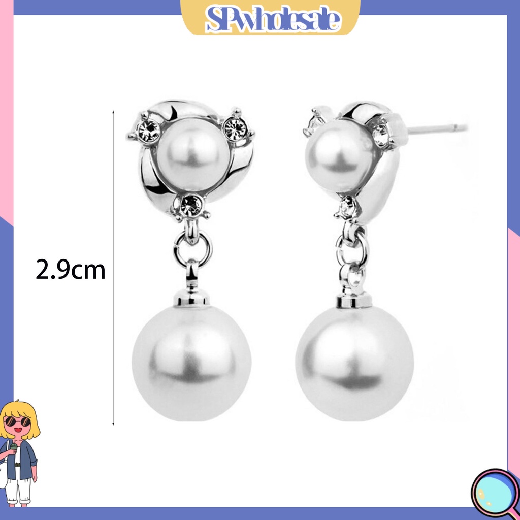 {SPwholesale} Khuyên tai đính đá và ngọc trai nhân tạo thanh lịch dành cho nữ