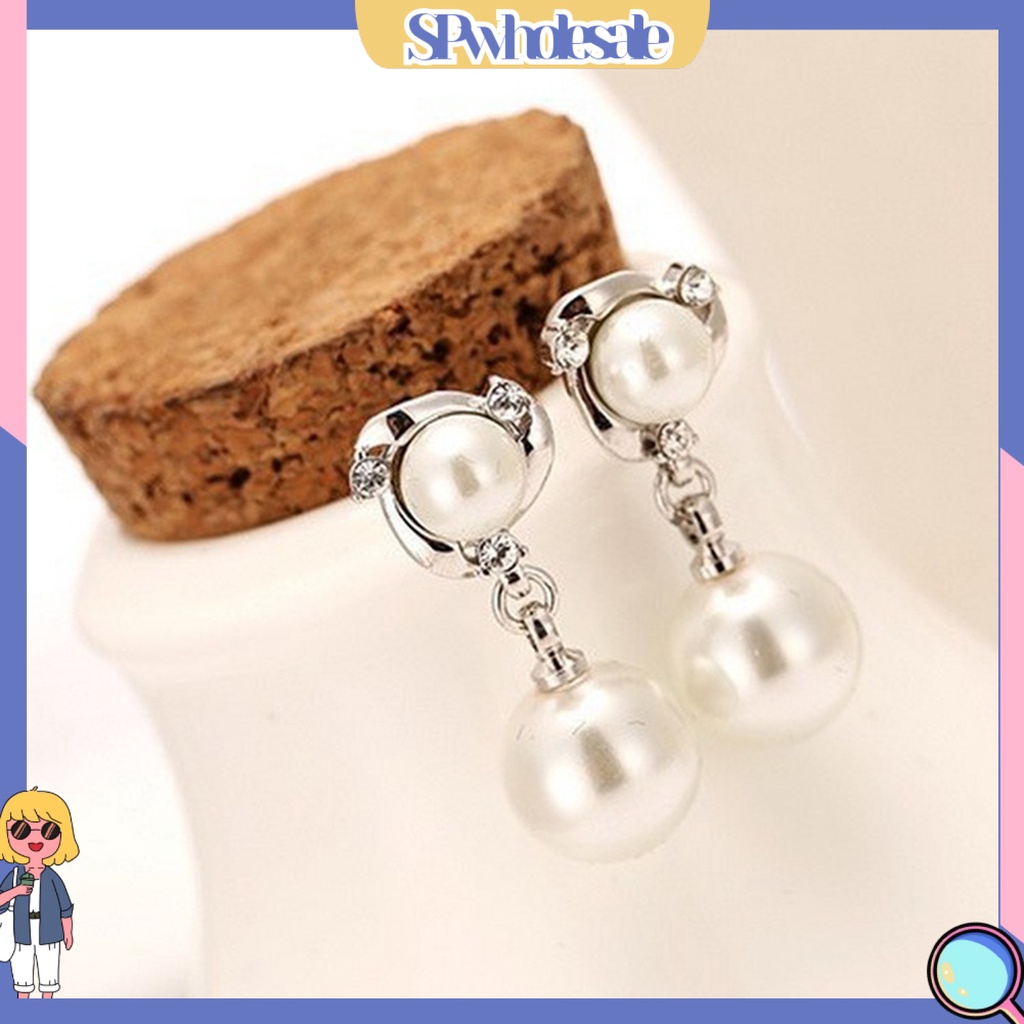 {SPwholesale} Khuyên tai đính đá và ngọc trai nhân tạo thanh lịch dành cho nữ