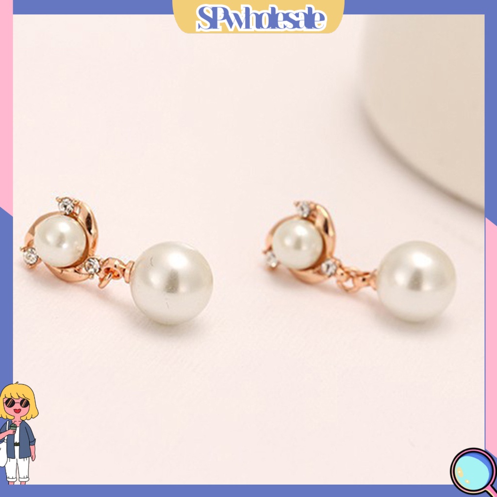 {SPwholesale} Khuyên tai đính đá và ngọc trai nhân tạo thanh lịch dành cho nữ