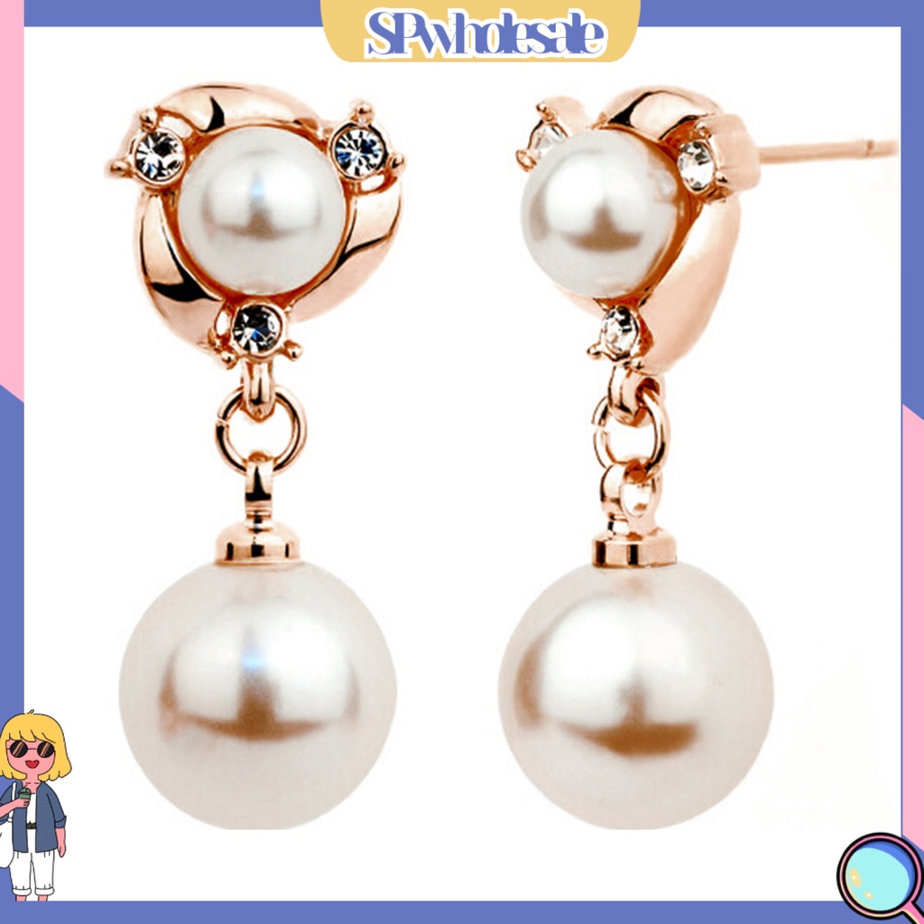 {SPwholesale} Khuyên tai đính đá và ngọc trai nhân tạo thanh lịch dành cho nữ