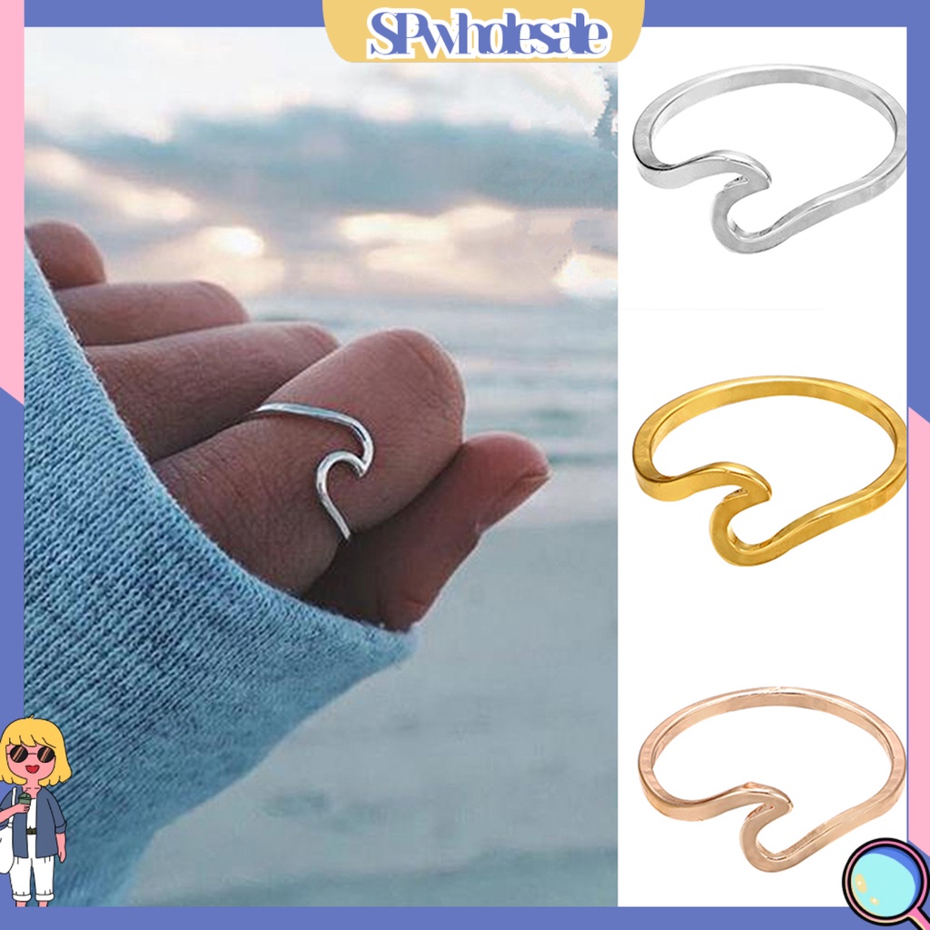 {SPwholesale} Nhẫn hình sóng biển thời trang cho nam và nữ
