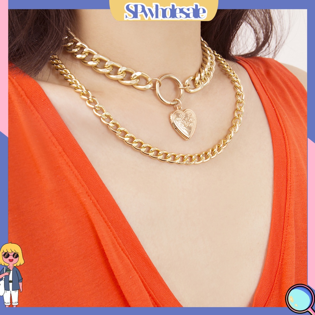 {SPwholesale} Dây chuyền kim loại 2 lớp phối mặt hình trái tim thời trang cá tính cho nữ