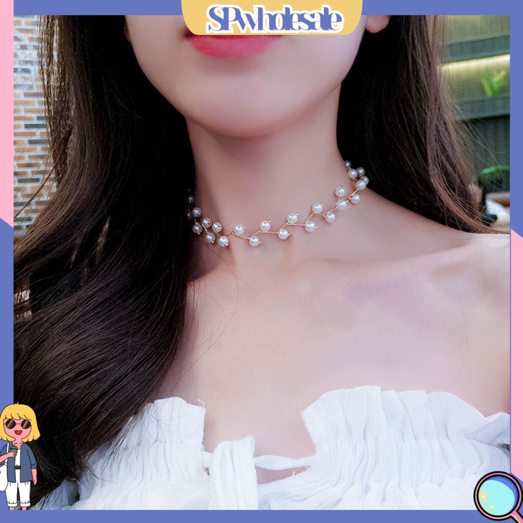 {SPwholesale} Vòng cổ choker đính ngọc trai nhân tạo phong cách thanh lịch thời trang cho bạn gái