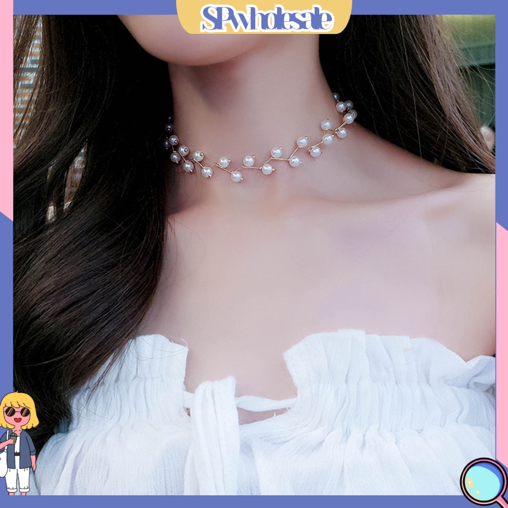 {SPwholesale} Vòng cổ choker đính ngọc trai nhân tạo phong cách thanh lịch thời trang cho bạn gái